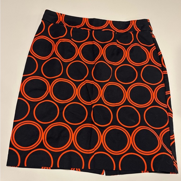 Banana Republic Navy and Orange Circle Pattern Skirt size 6 - Picture 1 of 6